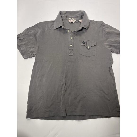 Vintage Womens Original Penguin Grey Polo Shirt Large 2002 Y2K - Picture 1 of 6